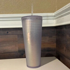 NWT Starbucks Soft Touch White Frosted Pearl Grid Iridescent Unicorn Starbucks